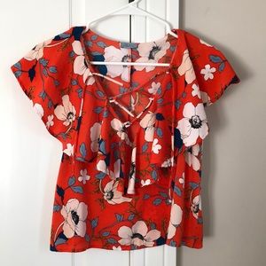 Abbeline floral lace up blouse